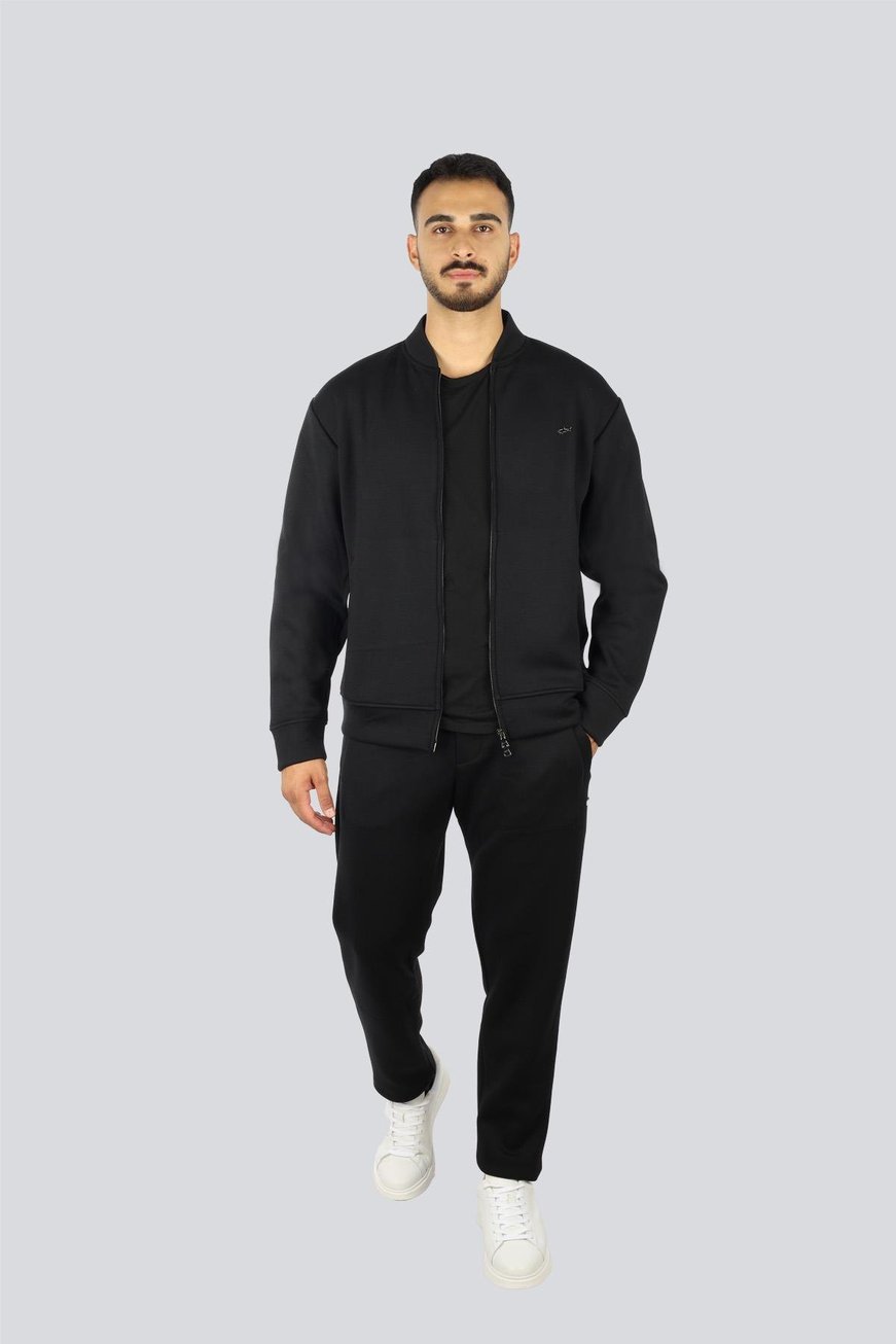 Paul Shark Paul Shark Erkek Regular Fit Fermuarlı Metalik Logolu Pamuklu Siyah-Gümüş Eşofman Takımı 15311510A-11D