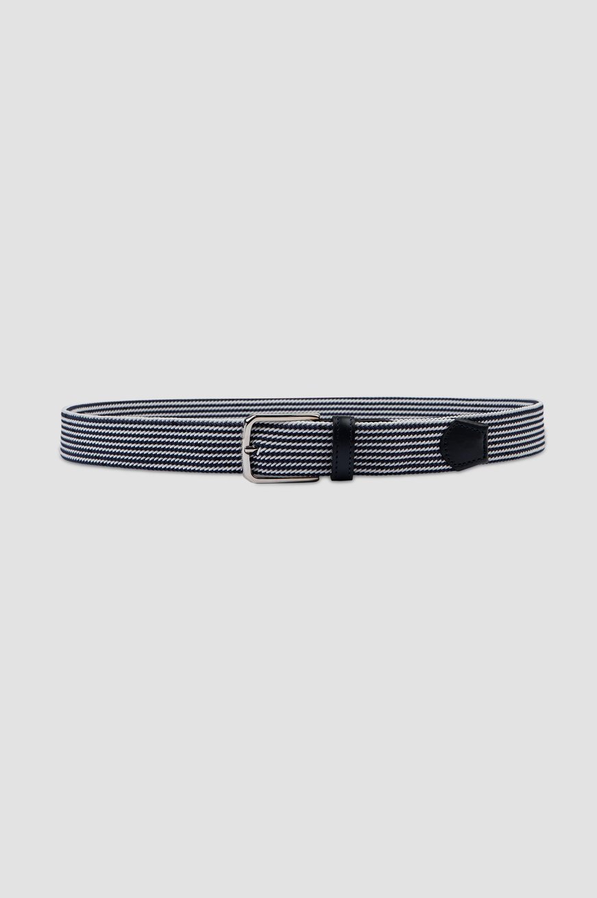 Paul Shark Paul Shark Erkek Şerit Çizgili Metal Tokalı Bej - Mavi Kemer 24416010-W10