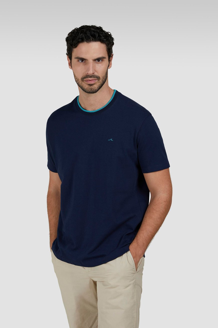 Paul Shark Paul Shark Erkek Yuvarlak Yaka Normal Kalıp %100 Pamuklu Kısa Kollu Lacivert T-Shirt 25411033-013