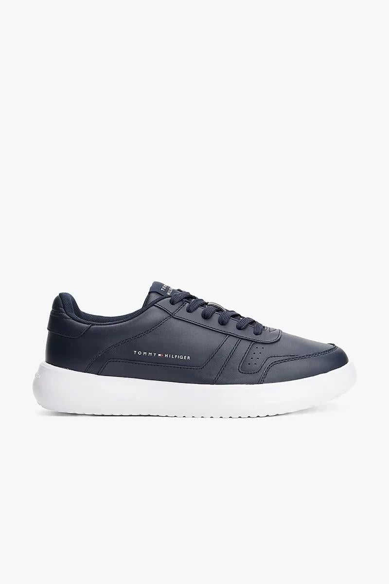 Tommy Hilfiger Tommy Hilfiger Erkek Düşük Bilekli Kalın Taban Logo Dokulu %100 Deri Lacivert Sneaker FM0FM05529-DW5