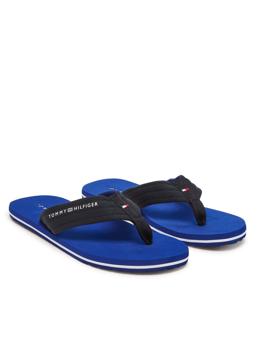 TOMMY HILFIGER Tommy Hilfiger Erkek Düz İnce Taban Parmak Arası Deri Rahat Lacivert Terlik FM0FM05437-DW5