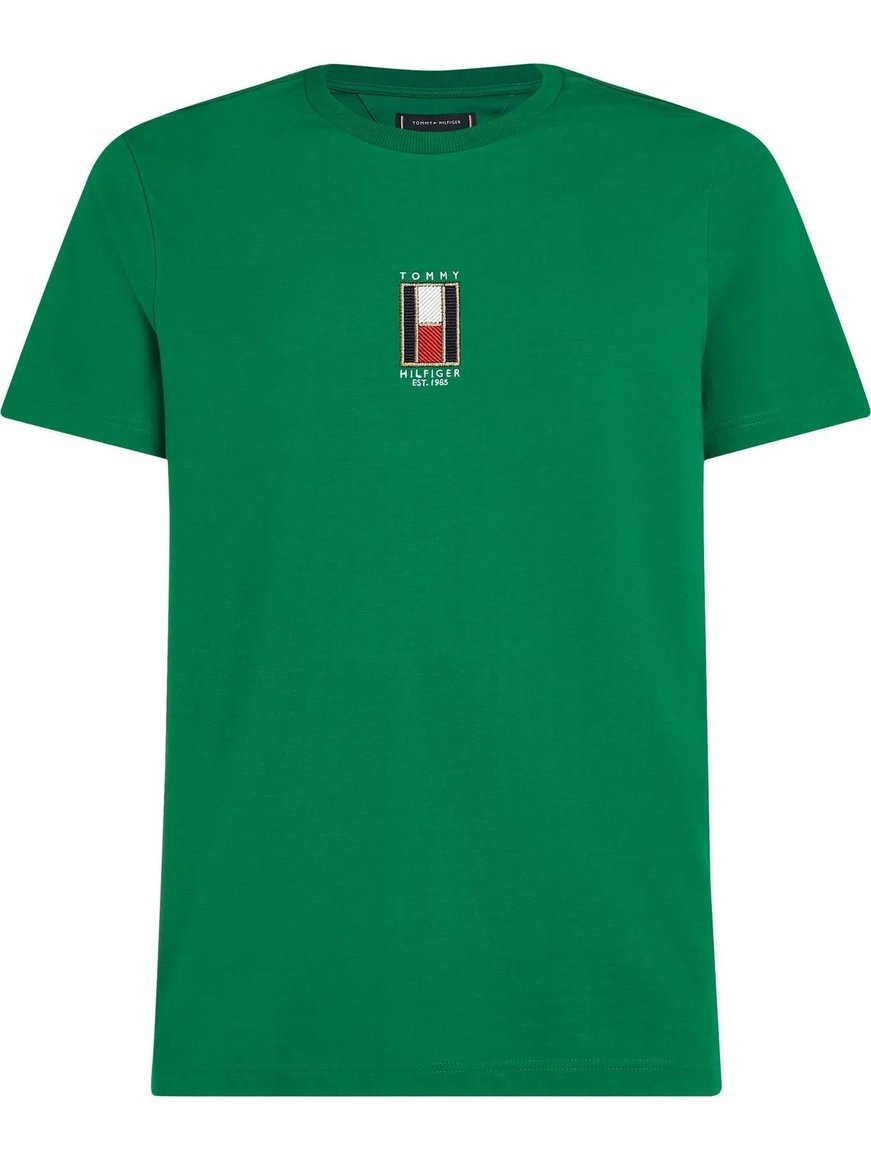 TOMMY HILFIGER Tommy Hilfiger Erkek Göğüste İşlenmiş Logo Pamuklu Jarse Yeşil T-Shirt MW0MW36512-L4F