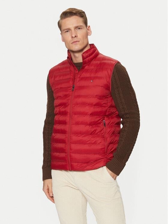 TOMMY HILFIGER Tommy Hilfiger Erkek Kapitoneli Regular Fit Fermuarlı Kırmızı Yelek MW0MW37677-XIT
