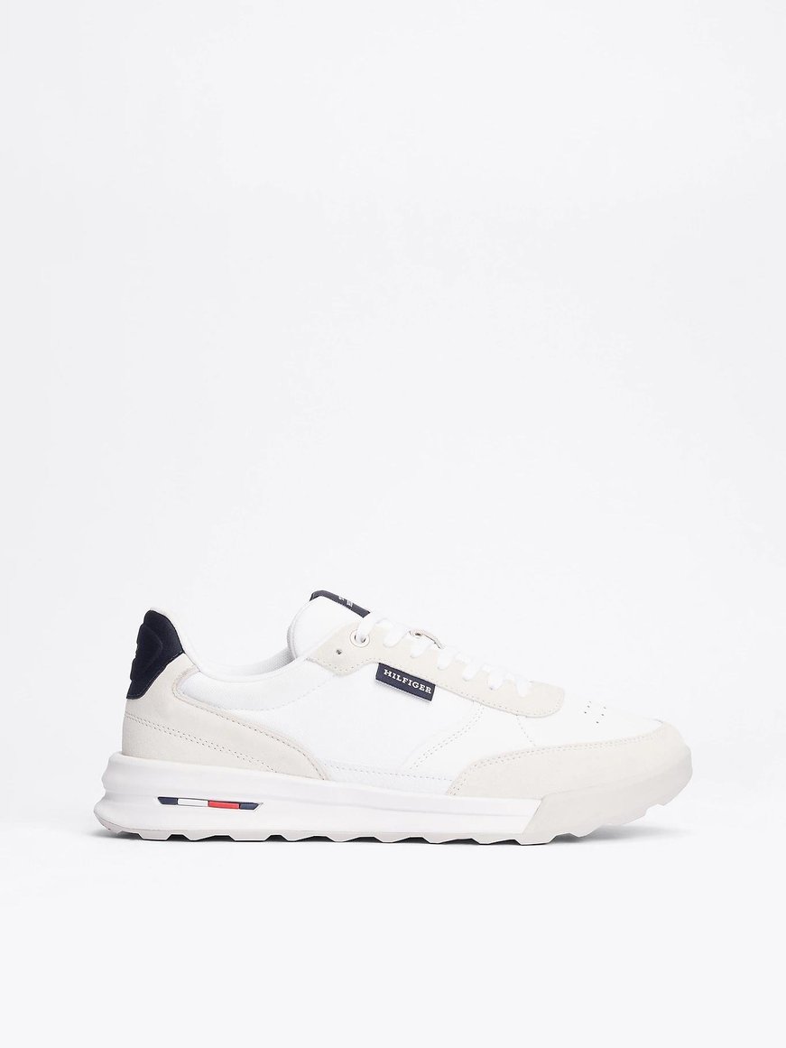 TOMMY HILFIGER Tommy Hilfiger Erkek Logolu Bağcıklı Deri Beyaz Sneaker FM0FM05371-YBS