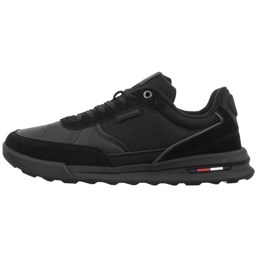 TOMMY HILFIGER Tommy Hilfiger Erkek Logolu Bağcıklı Deri Siyah Sneaker FM0FM05371-BDS