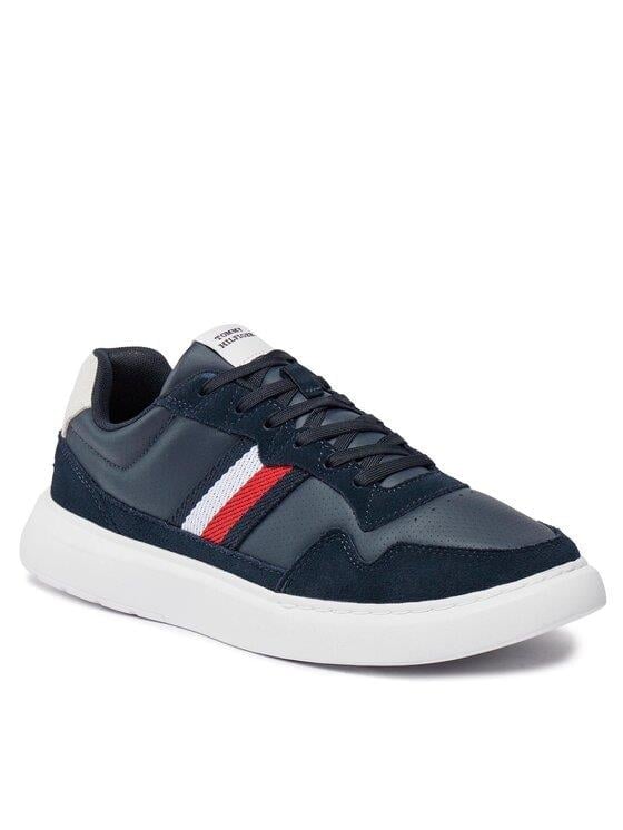 Tommy Hilfiger Tommy Hilfiger Erkek Marka Logolu Bağcıklı Kaydırmaz Tabanlı Günlük Lacivert Sneaker FM0FM04889-DW5