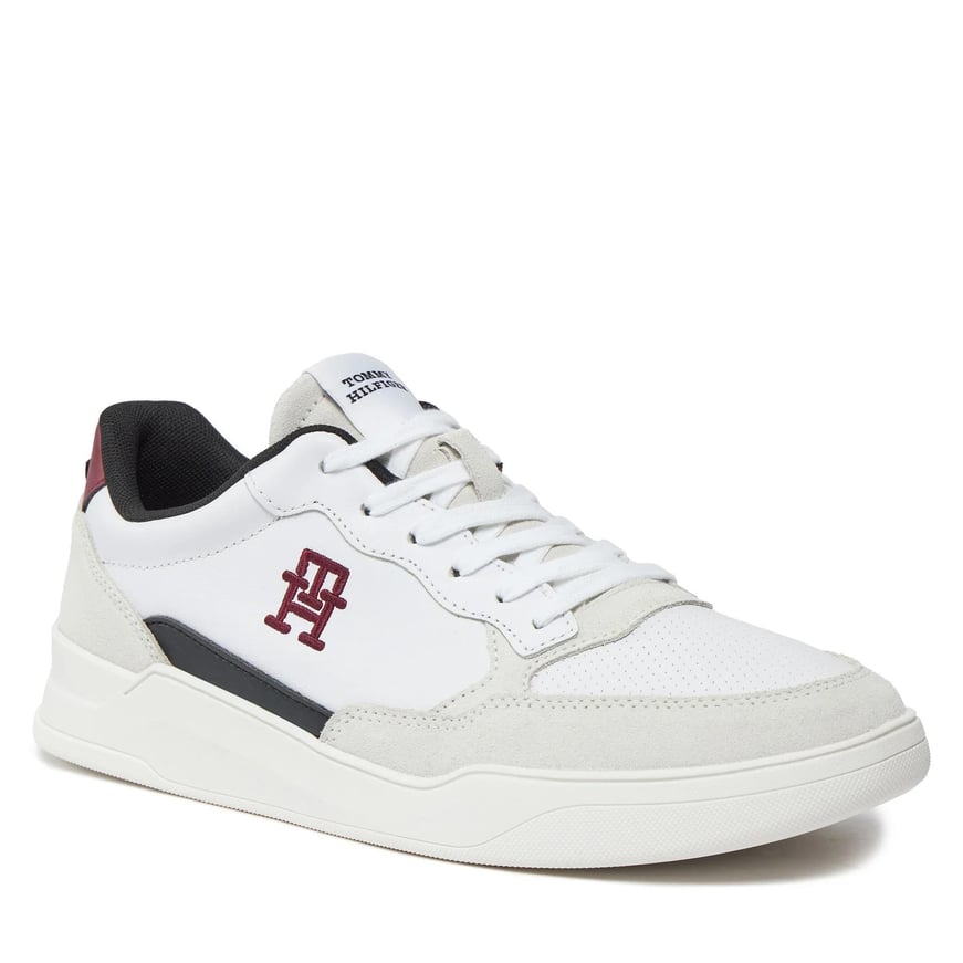 Tommy Hilfiger Tommy Hilfiger Erkek Marka Logolu Bağcıklı Kaydırmaz Tabanlı Günlük Beyaz Sneaker FM0FM04929-YBS