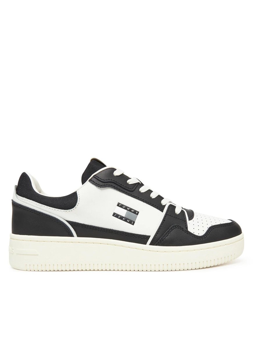 TOMMY HILFIGER Tommy Hilfiger Erkek Orta Bilekli Nefes Alabilen Üst Yüzeyli Bayrak Logolu Siyah Sneaker EM0EM01610-BDS