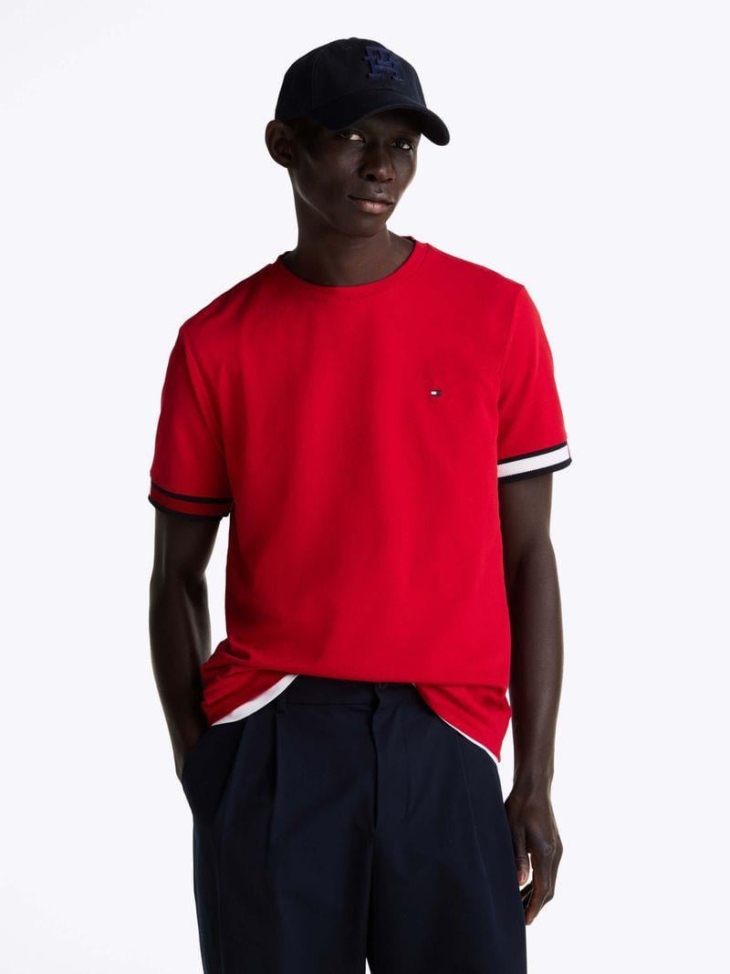 TOMMY HILFIGER Tommy Hilfiger Erkek Pamuklu Bisiklet Yaka Kısa Kollu Kırmızı T-Shirt MW0MW38078-XLD