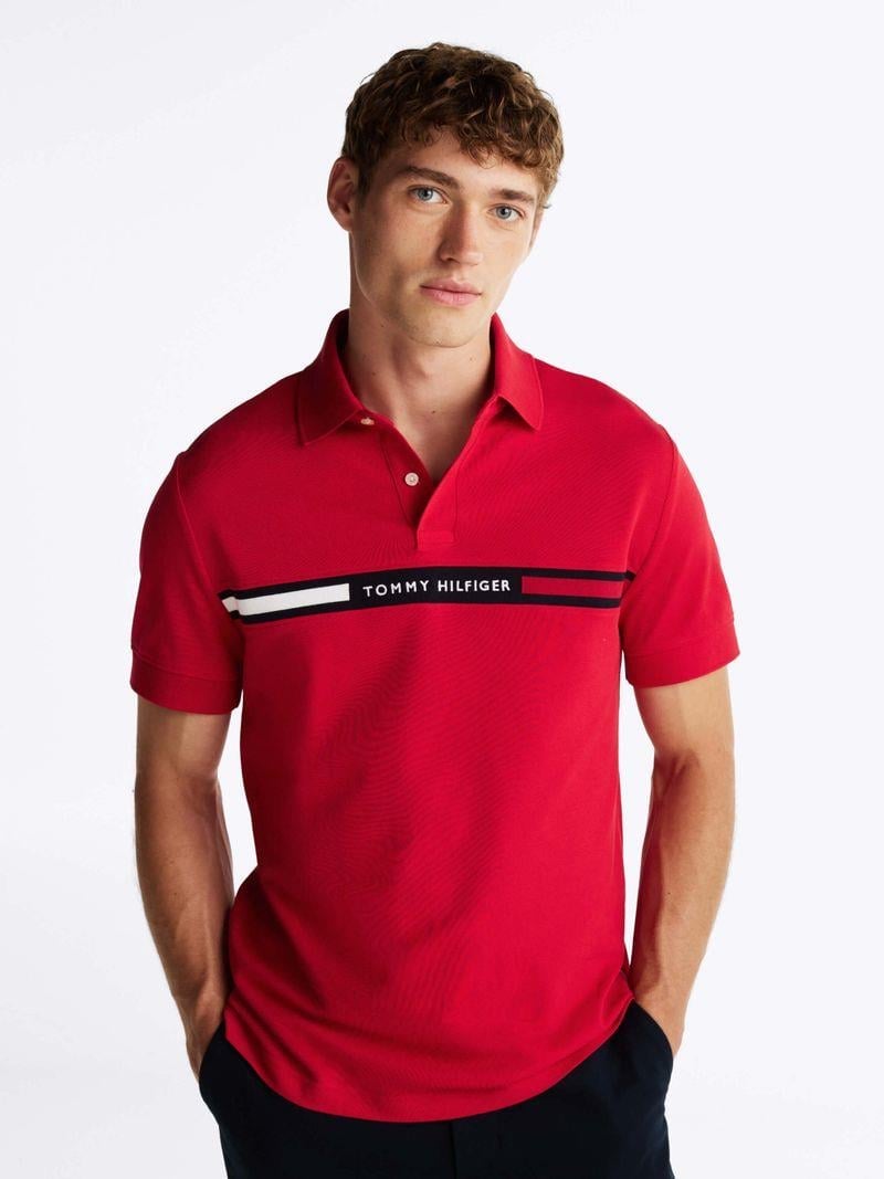 TOMMY HILFIGER Tommy Hilfiger Erkek Pamuklu Polo Yakalı Düğme Kapamalı Kısa Kollu Kırmızı Polo Yaka T-Shirt MW0MW38130-XLD