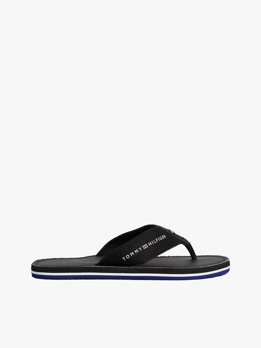 TOMMY HILFIGER Tommy Hilfiger Erkek Rahat Taban Parmak Arası Plaj Siyah Terlik FM0FM05442-BDS