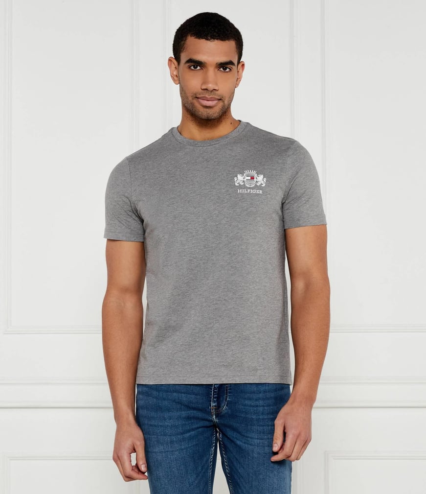 TOMMY HILFIGER Tommy Hilfiger Erkek Regular Fit Yuvarlak Yaka Kısa Kollu Pamuklu Gri T-Shirt MW0MW37909-P91