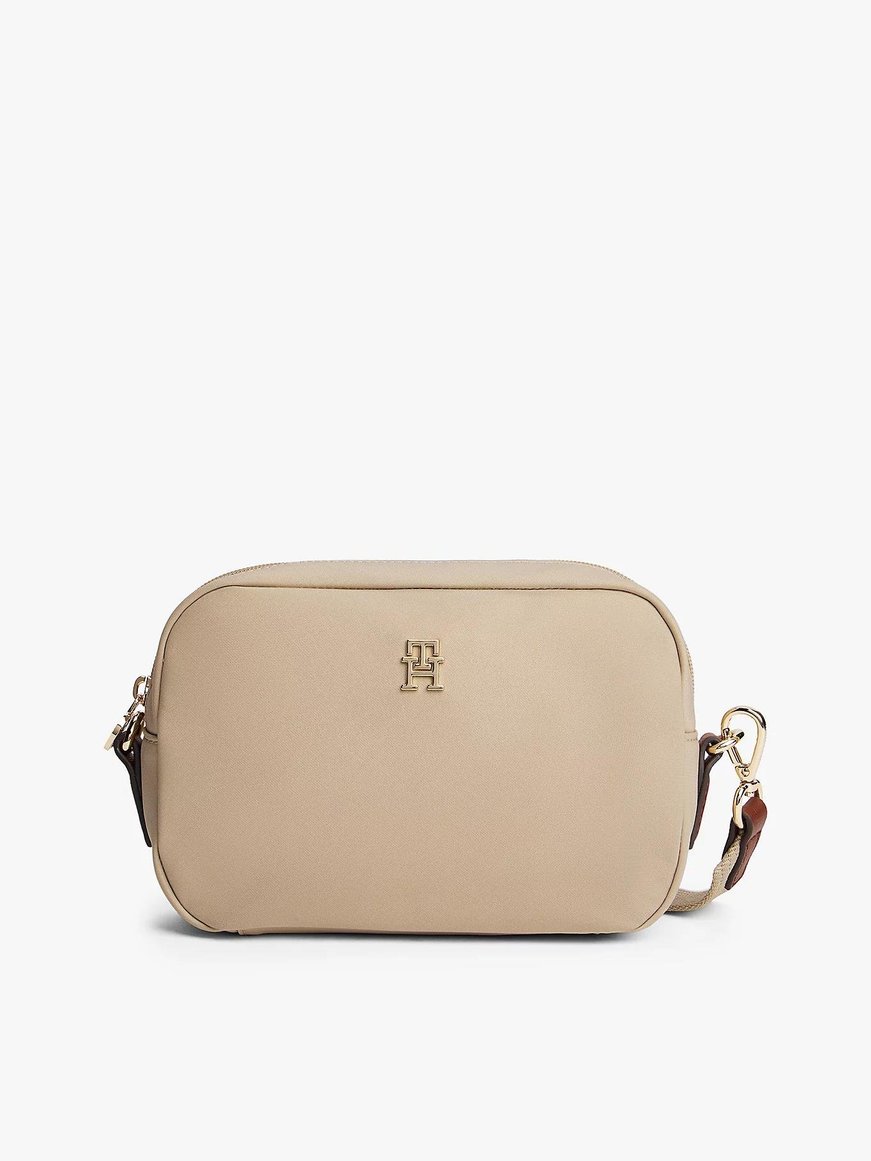 Tommy Hilfiger Tommy Hilfiger Kadın Ayarlanabilir Omuz Askılı TH Monogram Logolu Bej Omuz Çantası AW0AW17704-RBT