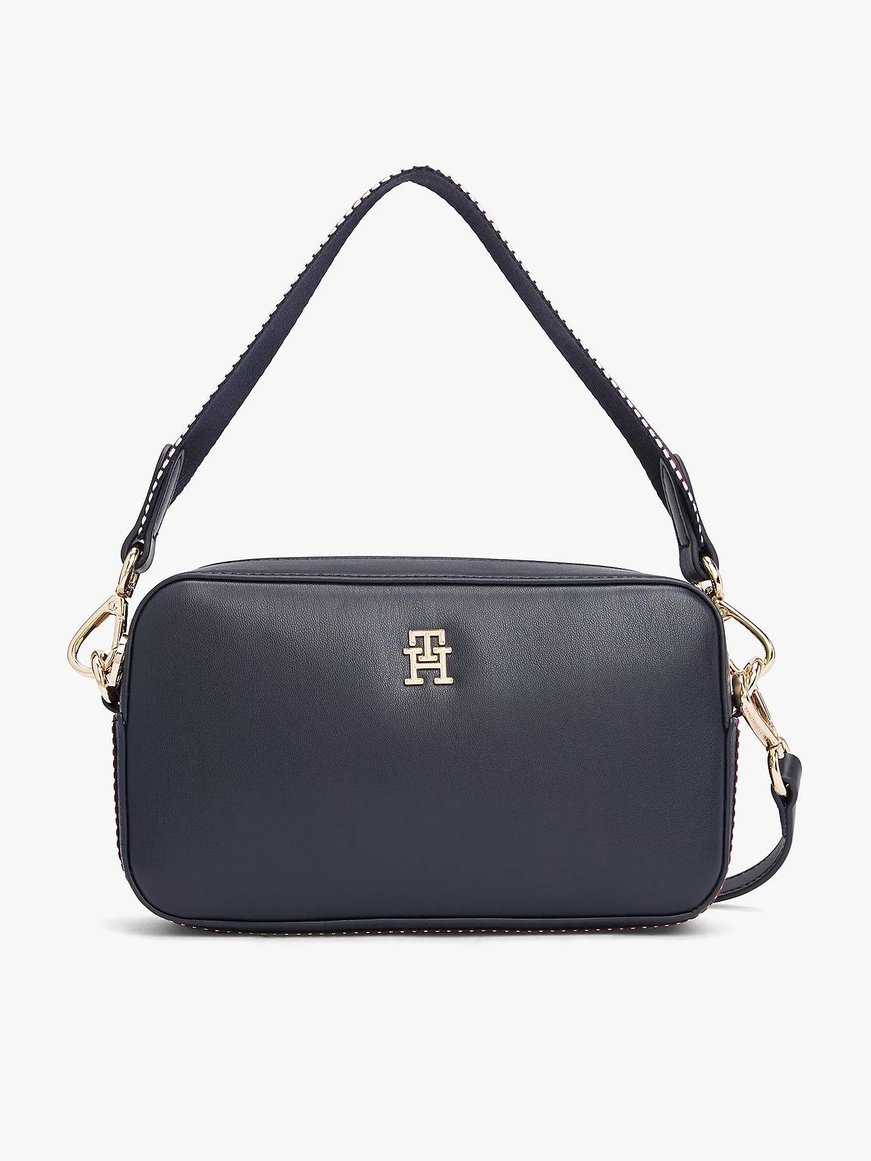 Tommy Hilfiger Tommy Hilfiger Kadın Ayarlanabilir Omuz Askılı Fermuarlı Dış ve İç Cepli Deri Mavi Omuz Çantası AW0AW17332-0GY