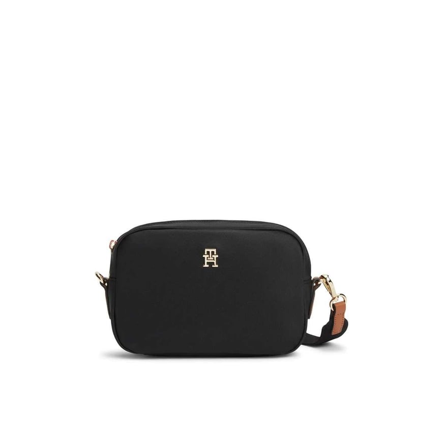 Tommy Hilfiger Tommy Hilfiger Kadın Ayarlanabilir Omuz Askılı TH Monogram Logolu Siyah Omuz Çantası AW0AW17704-BDS