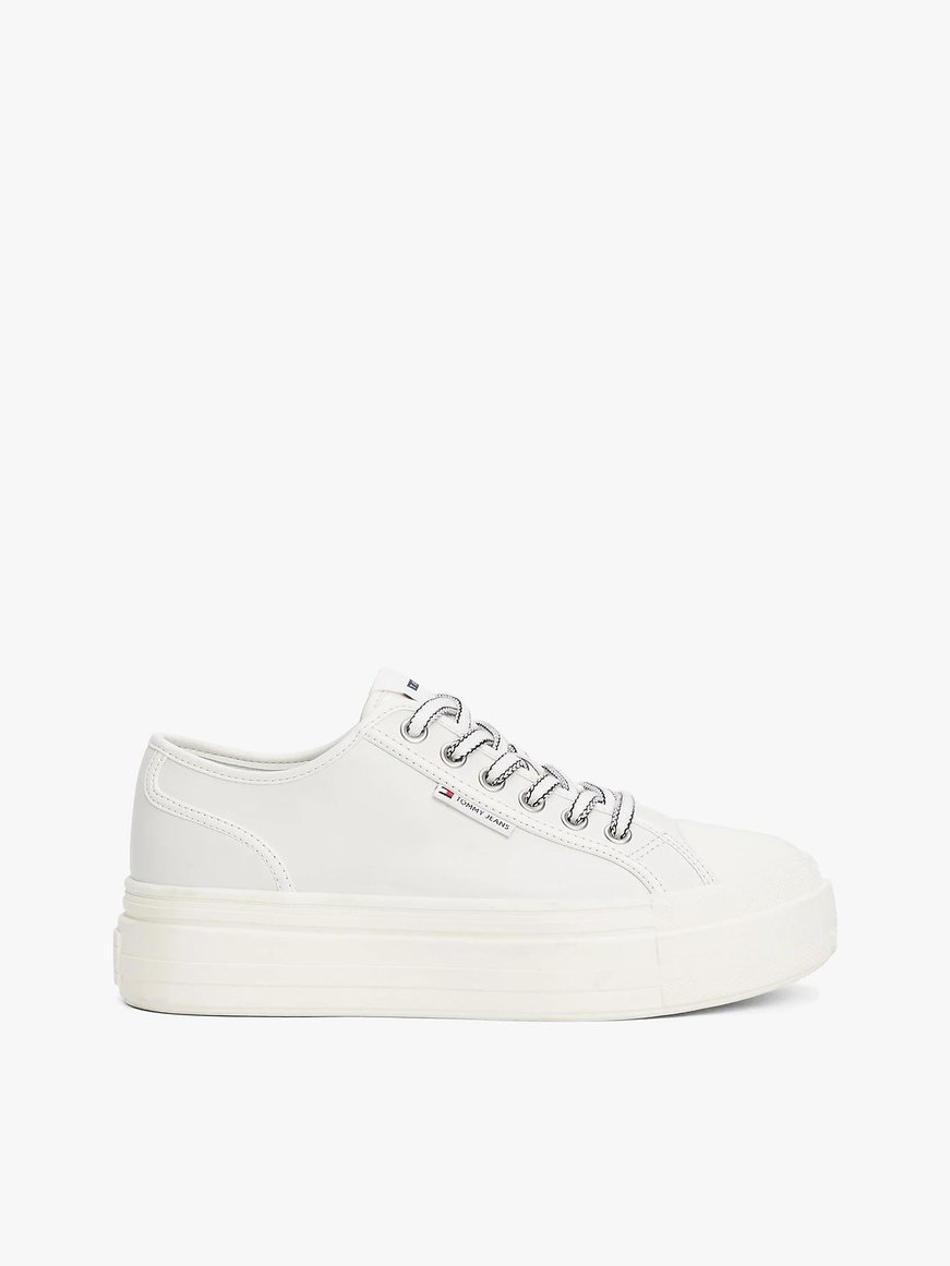 TOMMY HILFIGER Tommy Hilfiger Kadın Bağcıklı Marka Logolu Spor Stil Beyaz Sneaker EN0EN02714-YBL