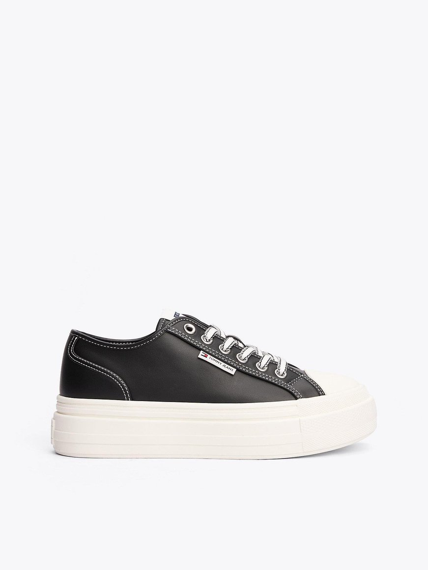 TOMMY HILFIGER Tommy Hilfiger Kadın Bağcıklı Marka Logolu Spor Stil Siyah Sneaker EN0EN02714-BDS