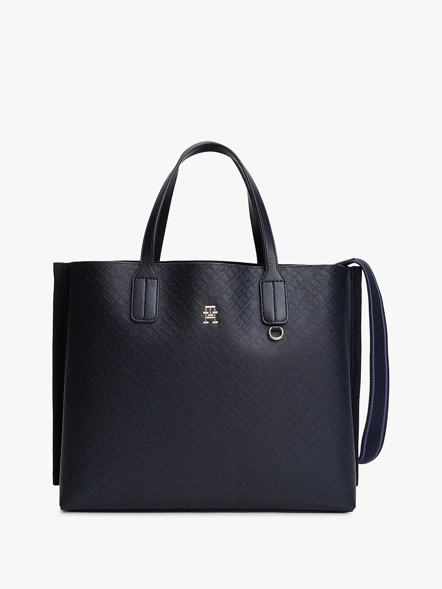 TOMMY HILFIGER Tommy Hilfiger Kadın Deri İç Bölmeli Küçük Cüzdan Aksesuarlı Lacivert Omuz Çantası AW0AW17174-DW6