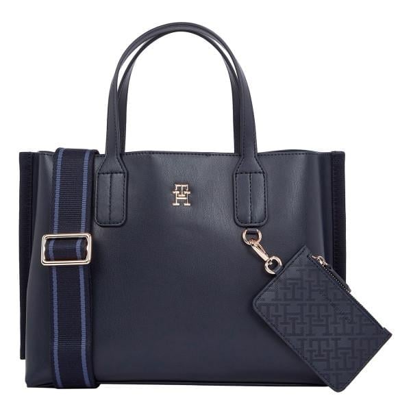 TOMMY HILFIGER Tommy Hilfiger Kadın Deri İç Bölmeli Küçük Cüzdan Aksesuarlı Lacivert Omuz Çantası AW0AW17192-DW6