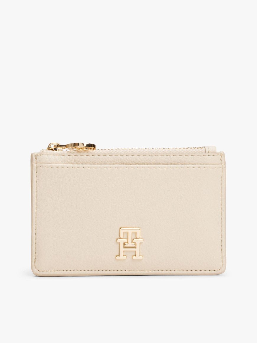 TOMMY HILFIGER Tommy Hilfiger Kadın Dokulu Yüzey Dış Kartlık Bölmeli Fermuarlı Kapamalı Bej Cüzdan AW0AW17481-ACI