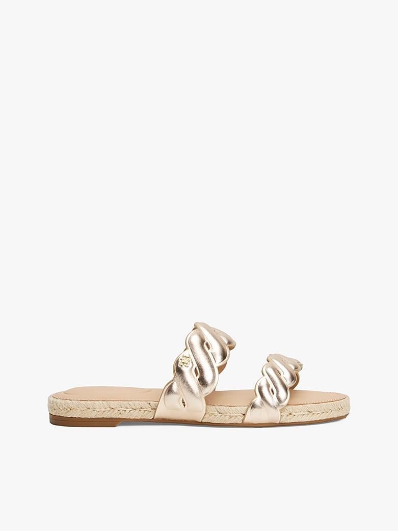 TOMMY HILFIGER Tommy Hilfiger Kadın Düz Taban Hakiki Deri Gold Sandalet FW0FW08670-0HS