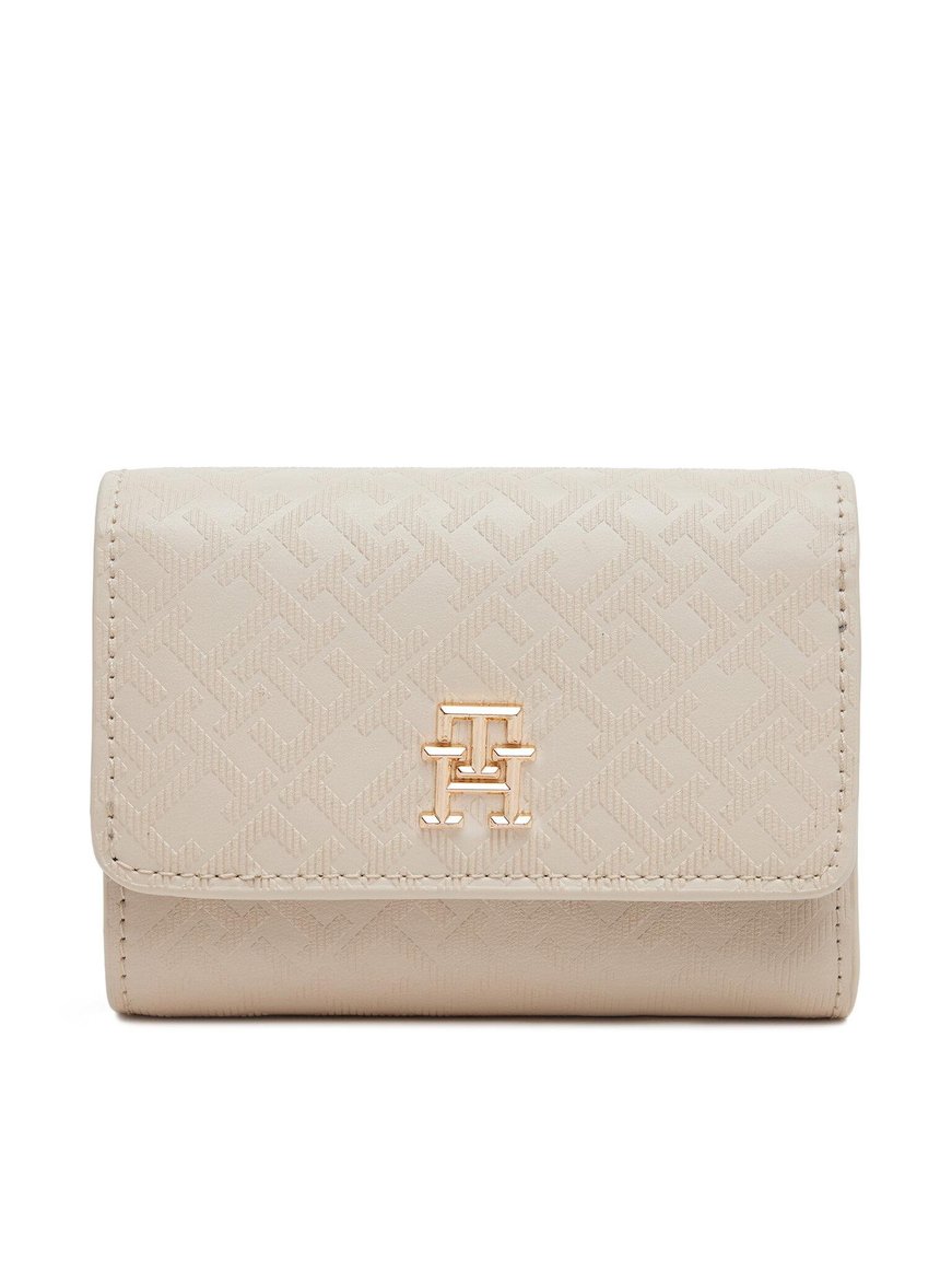 TOMMY HILFIGER Tommy Hilfiger Kadın Ön Tarafta Kabartmalı Logo İç Bölmeli Bej Cüzdan AW0AW17257-AA8