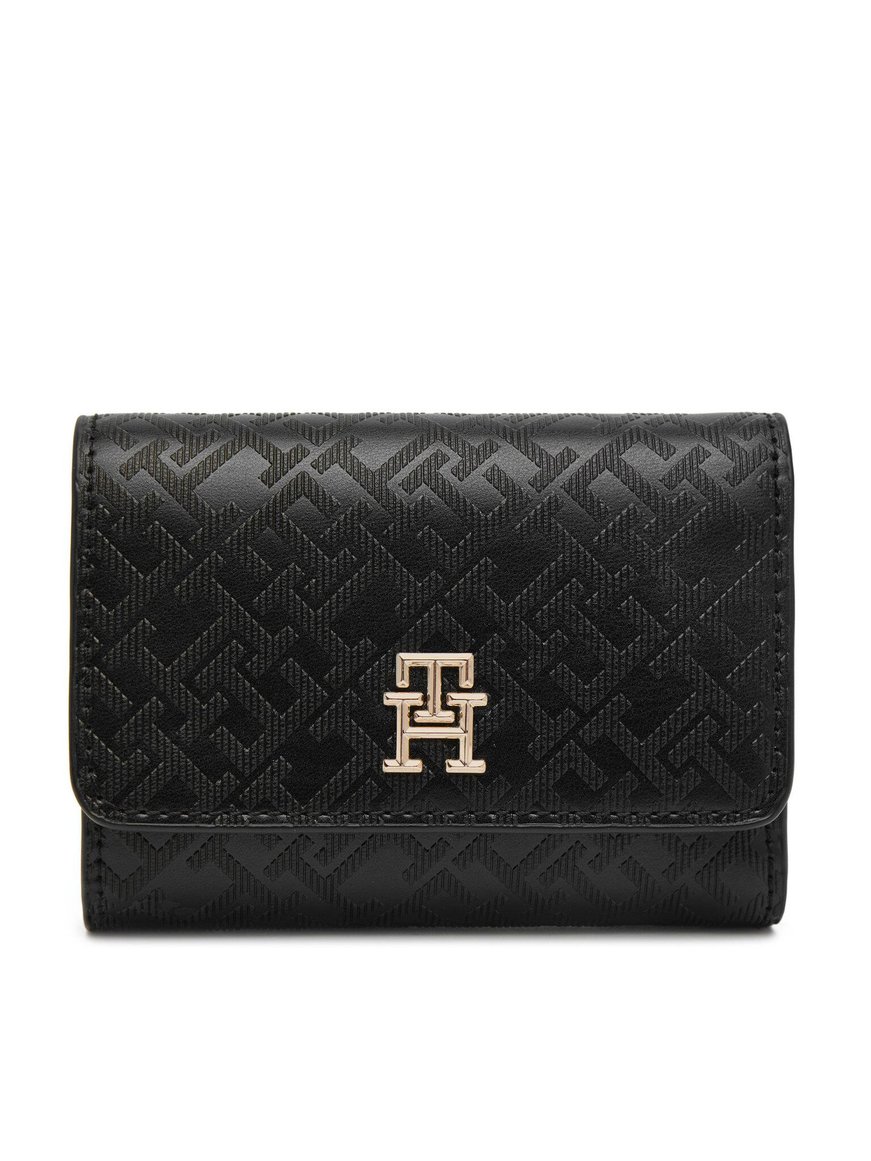 TOMMY HILFIGER Tommy Hilfiger Kadın Ön Tarafta Kabartmalı Logo İç Bölmeli Siyah Cüzdan AW0AW17257-BDS