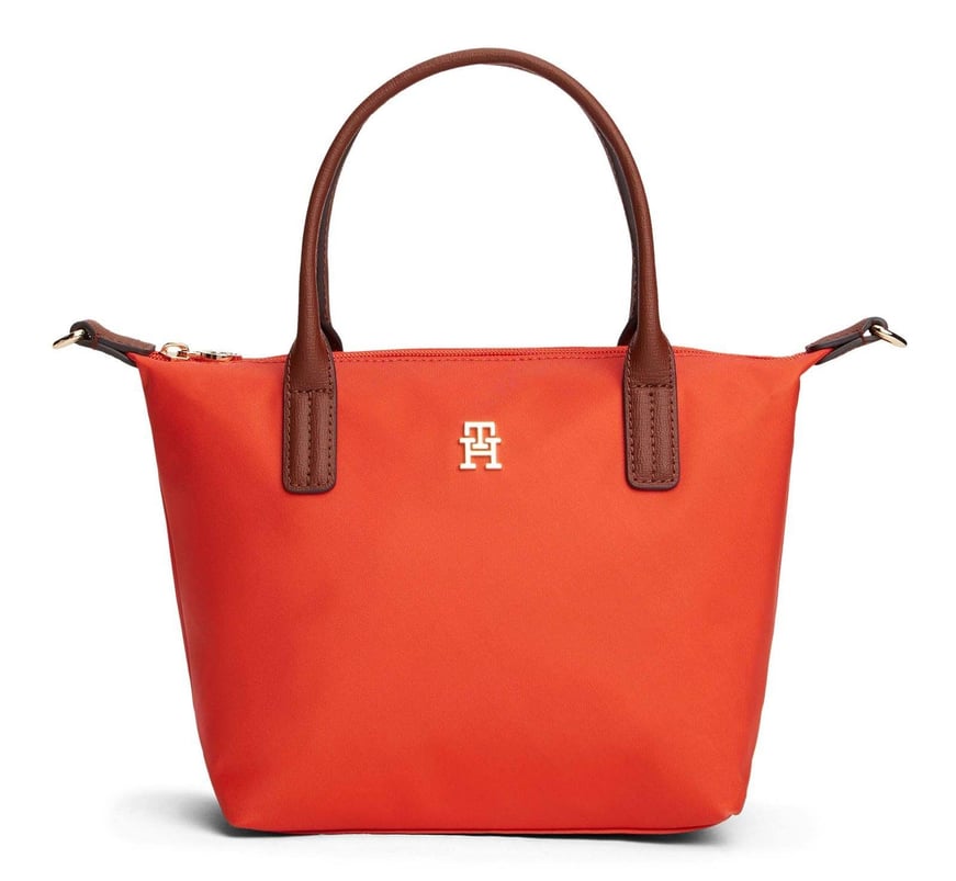 Tommy Hilfiger Tommy Hilfiger Kadın TH Monogram Logolu Fermuarlı Kısa Askılı Turuncu Omuz Çantası AW0AW17709-SPP