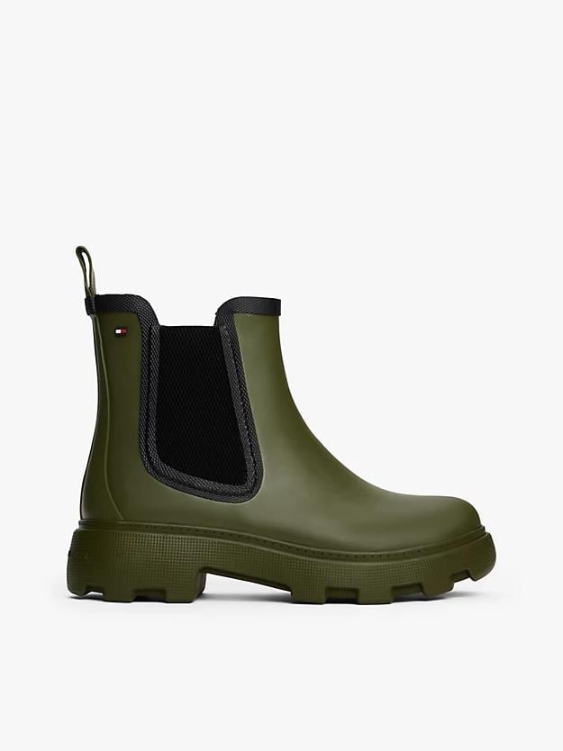 Tommy Hilfiger Tommy Hilfiger Kadın Yüksek Rahat Taban Elastik Bilek Bantlı Bayrak Logo İmzalı Yeşil Bot & Bootie FW0FW08974-MT1