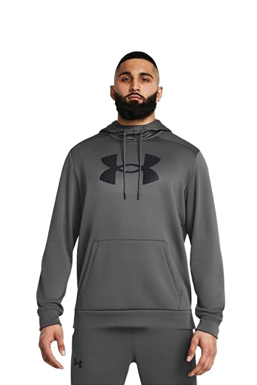 Under Armour Under Armour Erkek Logolu Kapüşonlu Uzun Kollu Günlük Kullanım Gri Sweatshirt 1379743-025