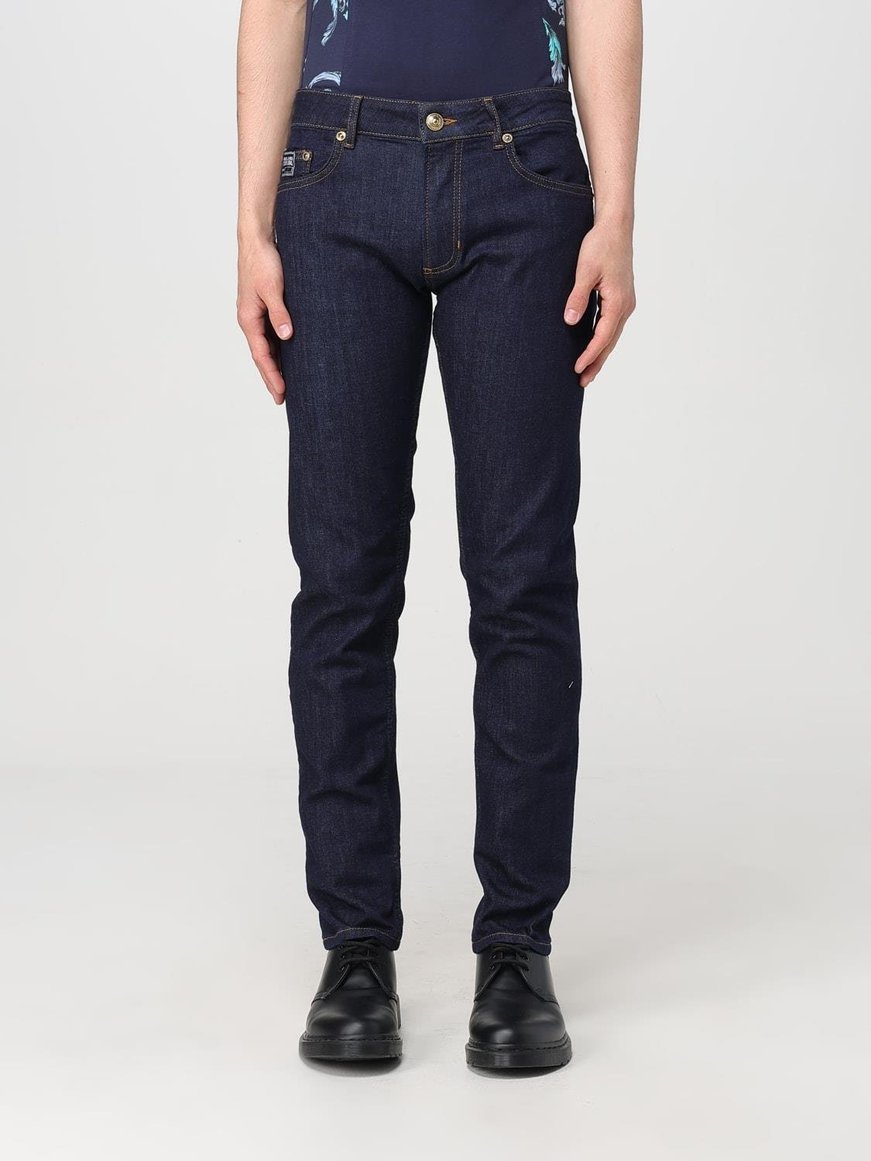 Versace Versace Erkek Slim Fit Dar Paça Düz Denim Lacivert Pantolon 78GAB5D0CDWA7-904