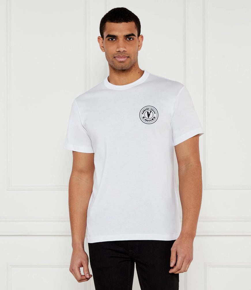 Versace Versace Kadın Bisiklet Yaka Kısa Kol Versace Yazı ve Desenli Beyaz T-Shirt 78GAHE07CJ00E-003