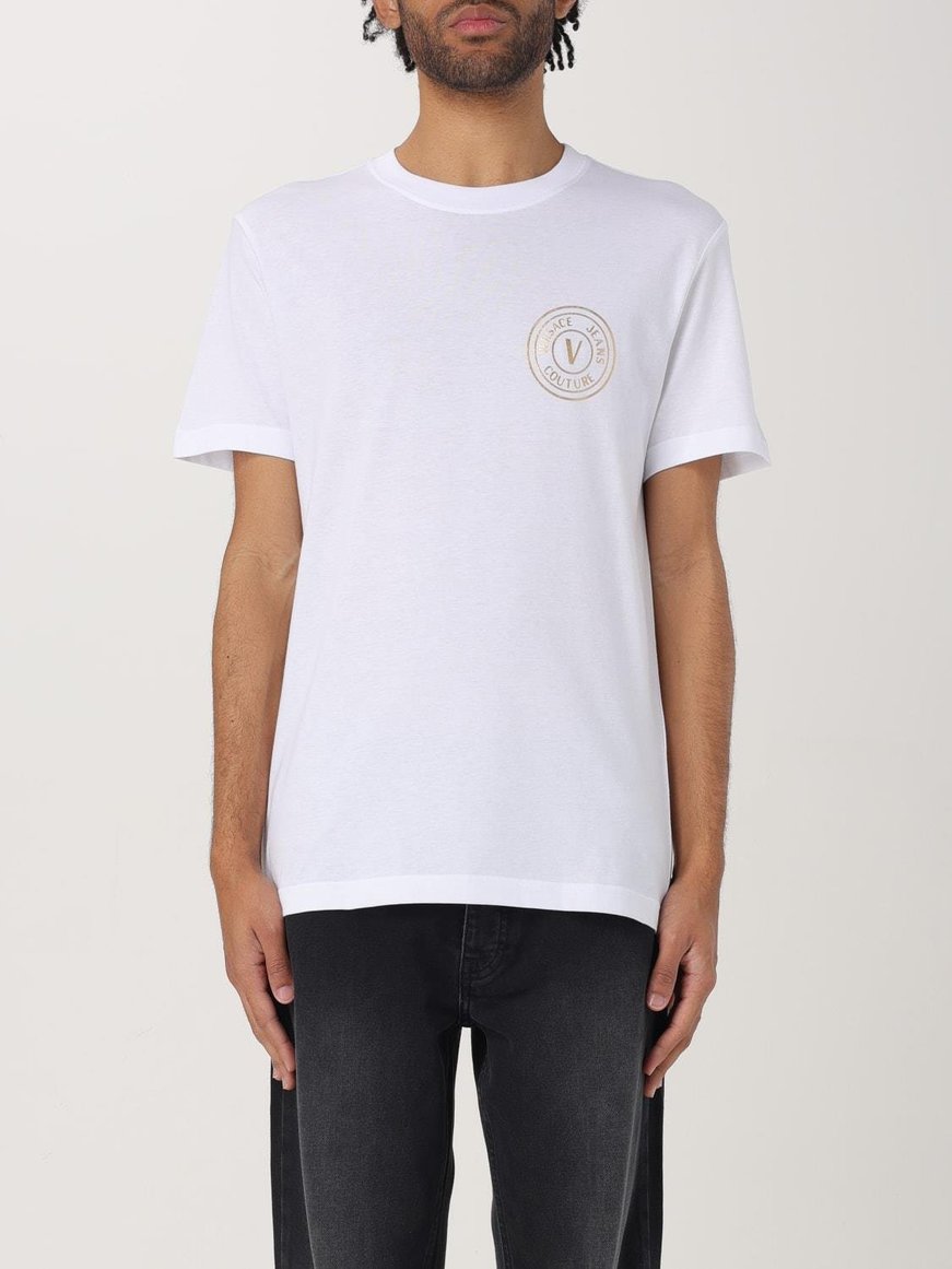 Versace Versace Kadın Küçük Logo Detaylı Bisiklet Yaka Kısa Kollu Beyaz T-Shirt 78GAHT00CJ00T-G03