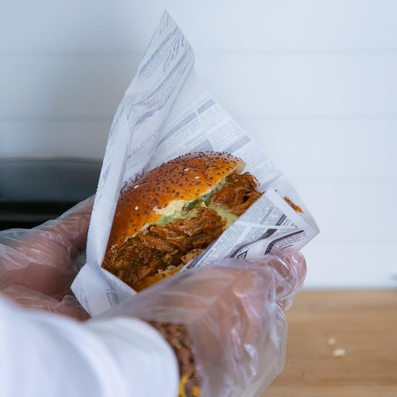 Logo Baskılı Beyaz Hamburger Kağıdı