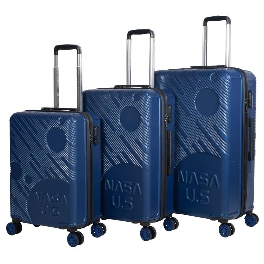 NASA U.S Space Lacivert 3 lü Valiz Seti (Büyük + Orta + Kabin )