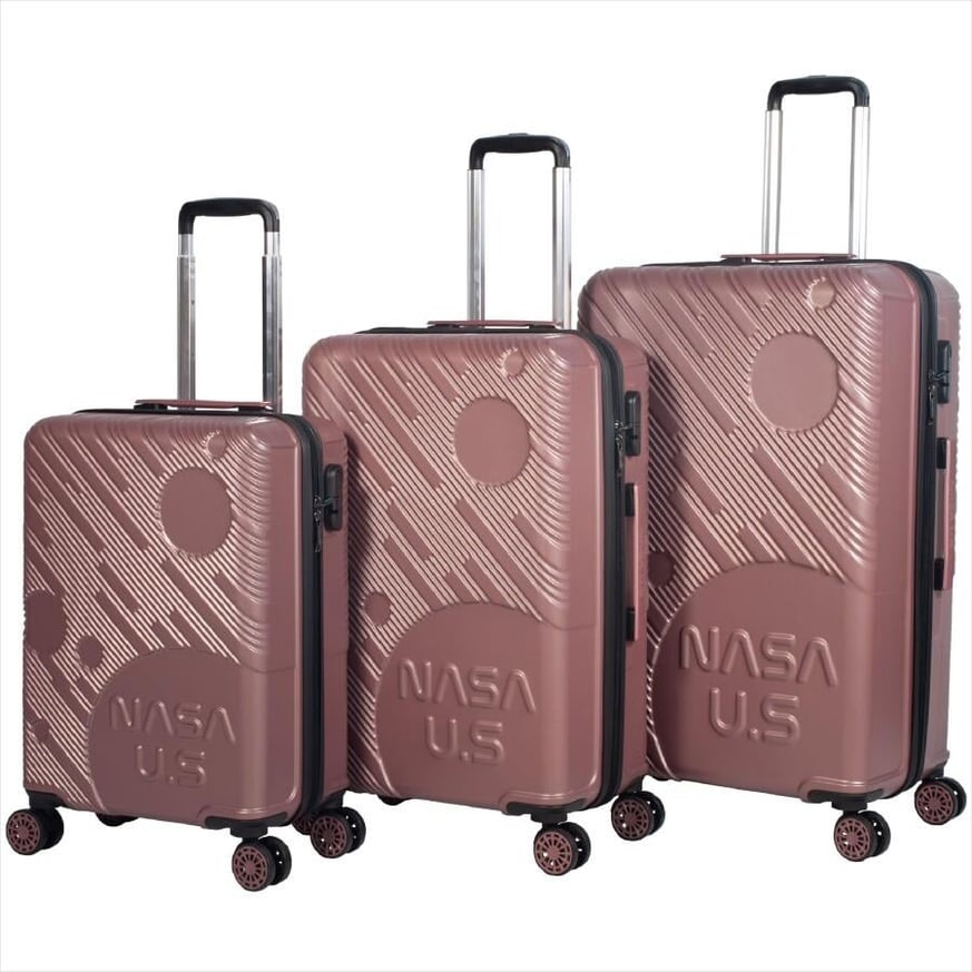 NASA U.S Space Rose Gold 3 lü  Valiz Seti (Büyük + Orta + Kabin )