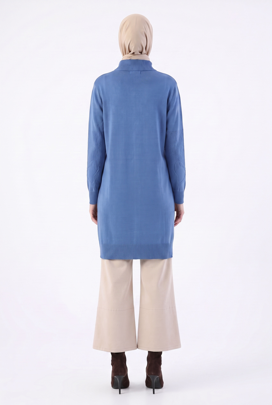 Armine Çiçek Desenli Triko Tunik 25KTD4111 İndigo
