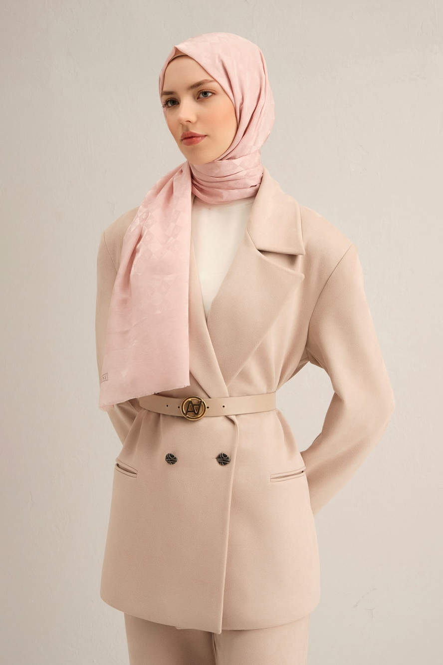 Armine Elegance İpek Pamuk Kare Monogram Şal 10066