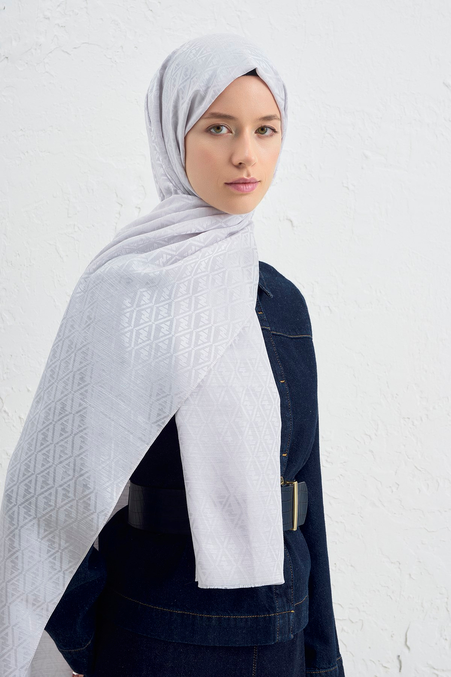 Armine Elegance İpek Pamuk Monogram Şal 23