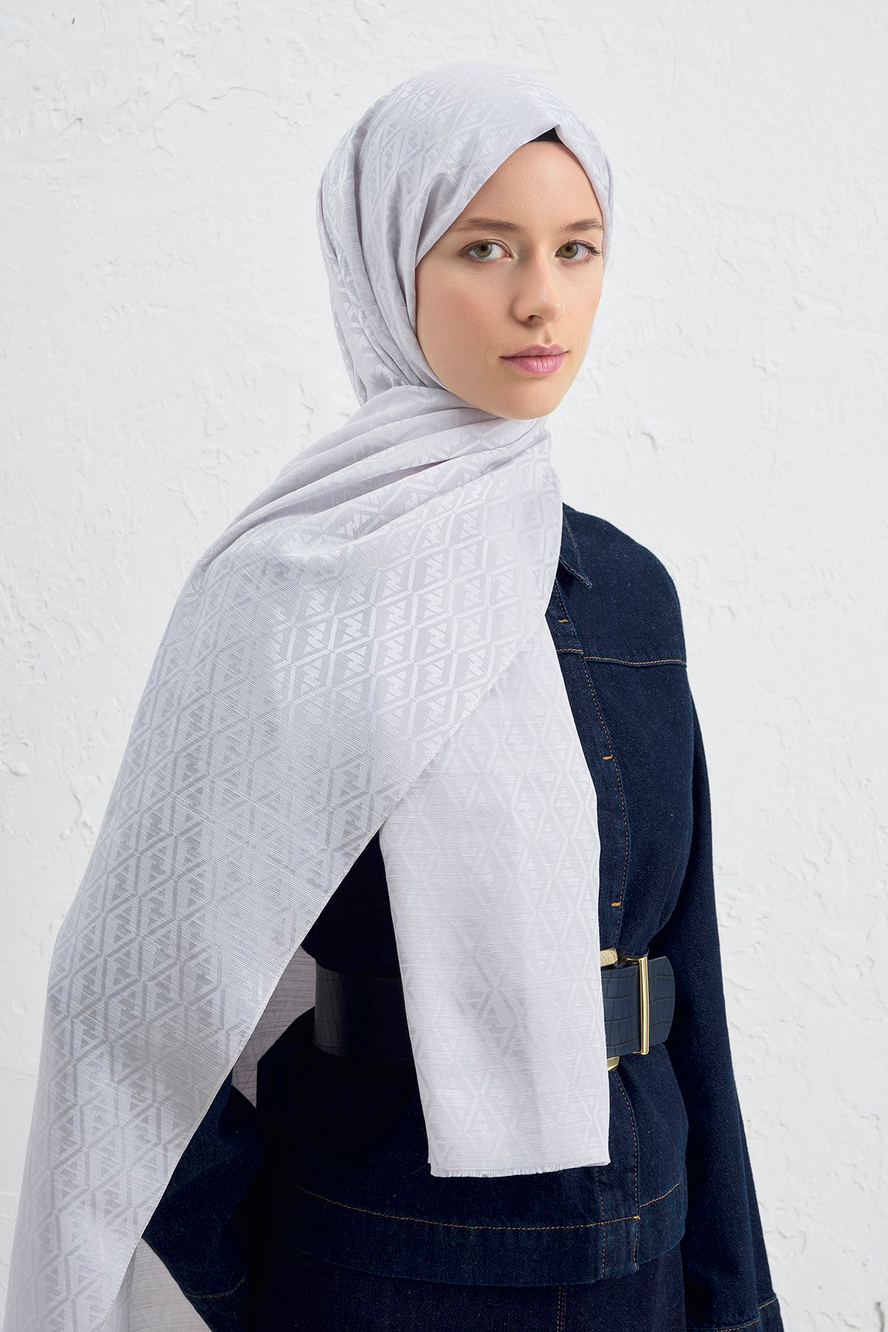 Armine Elegance İpek Pamuk Monogram Şal 23