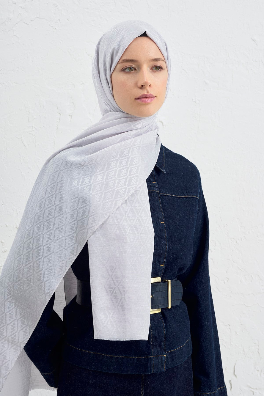 Armine Elegance İpek Pamuk Monogram Şal 23