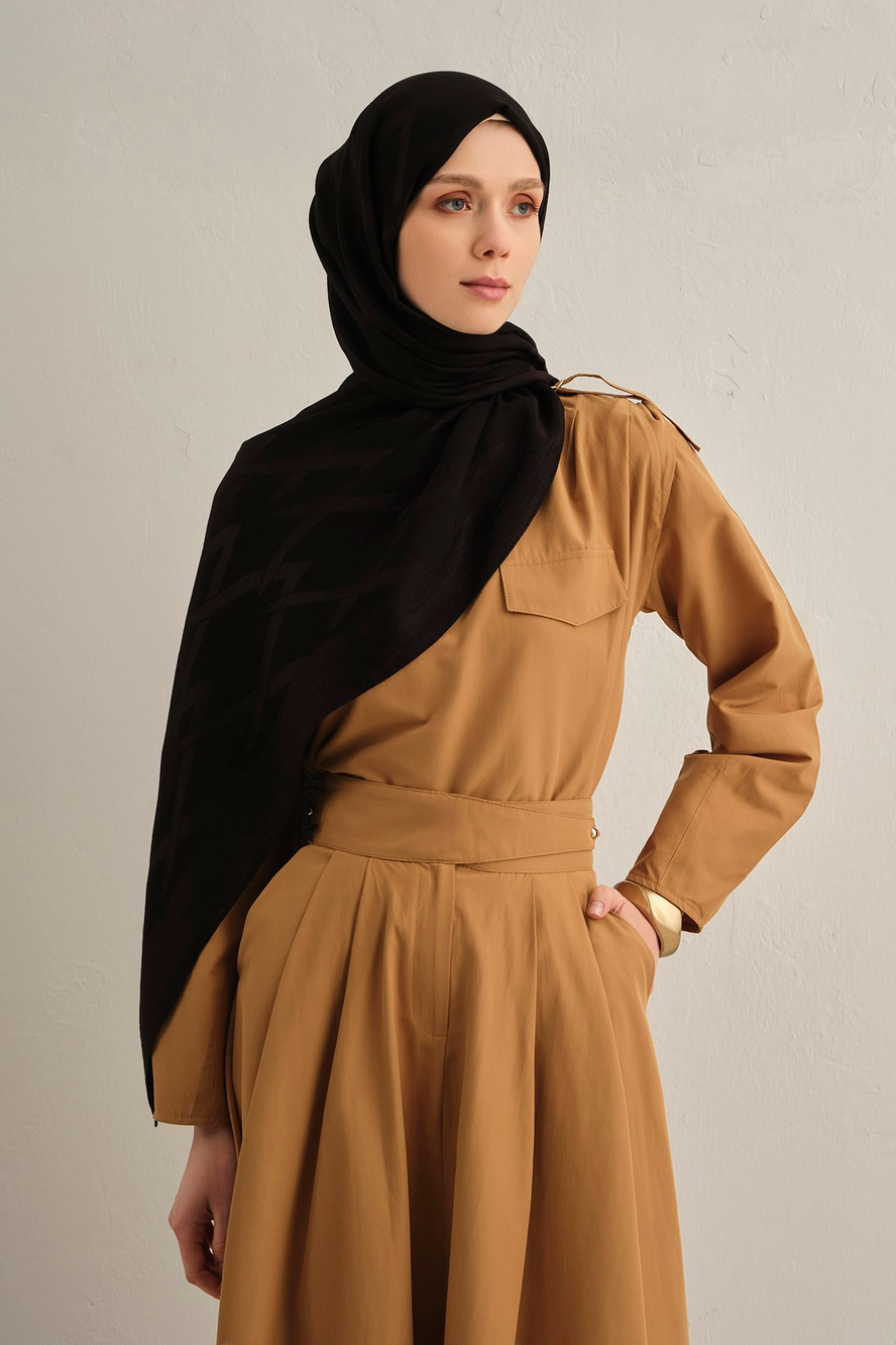 Armine Lyocell Naia Zikzak Desen Şal  1- 01