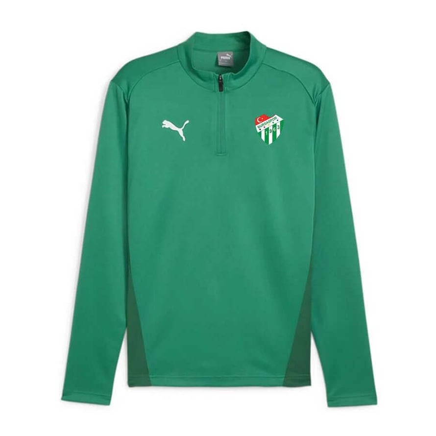Sweat Yarım Fermuar Logo Yeşil