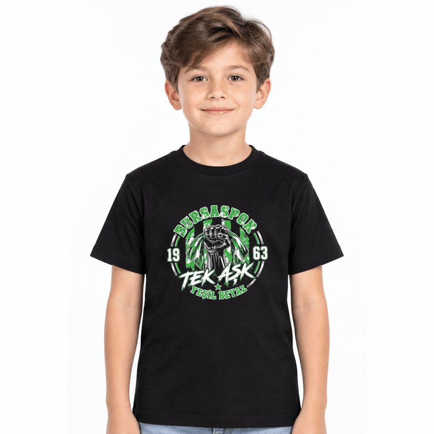 ÇOCUK YUMRUKLU TEKSAS T-SHIRT SİYAH  2026
