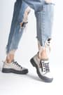 AGATHA Bağcıklı Fermuarlı Ortopedik Taban Kadın Sneaker Spor Ayakkabı CGT - Krem