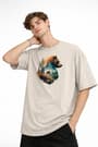 Bear2 - Oversize Tişört BEJ