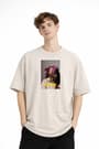 Blurry - Oversize Erkek Tişört BEJ