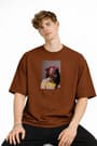 Blurry - Oversize Erkek Tişört KAHVE