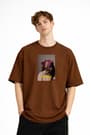 Blurry - Oversize Erkek Tişört KAHVE