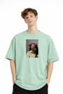 Blurry - Oversize Erkek Tişört SU YESILI